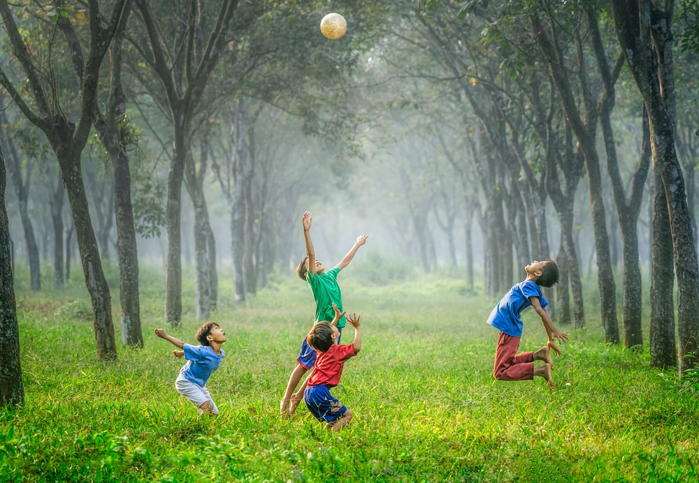 A group of children playing outdoors